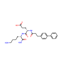 NCCCC[C@H](NC(=O)[C@H](CCC(=O)O)NC(=O)CCc1ccc(-c2ccccc2)cc1)C(N)=O ZINC000144400070