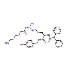 NCCCCCC(=O)/N=C(/N)NCCC[C@@H](NC(=O)C(c1ccccc1)c1ccccc1)C(=O)NCc1ccc(O)cc1 ZINC000071316492