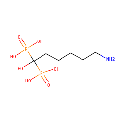 NCCCCCC(O)(P(=O)(O)O)P(=O)(O)O ZINC000001999491