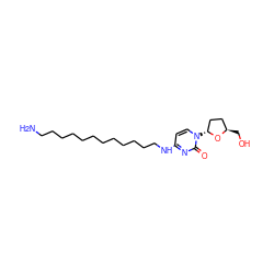 NCCCCCCCCCCCCNc1ccn([C@@H]2CC[C@@H](CO)O2)c(=O)n1 ZINC000029559632