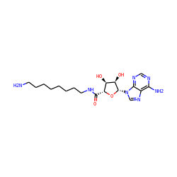NCCCCCCCCNC(=O)[C@H]1O[C@@H](n2cnc3c(N)ncnc32)[C@H](O)[C@@H]1O ZINC000013861515