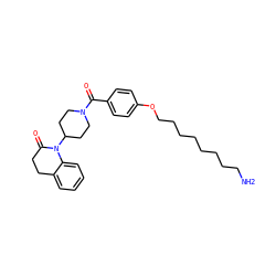 NCCCCCCCCOc1ccc(C(=O)N2CCC(N3C(=O)CCc4ccccc43)CC2)cc1 ZINC000013832055