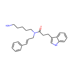 NCCCCCN(C/C=C/c1ccccc1)C(=O)CCc1c[nH]c2ccccc12 ZINC000028825919
