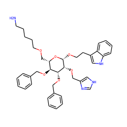 NCCCCCOC[C@@H]1O[C@H](OCCc2c[nH]c3ccccc23)[C@H](OCc2c[nH]cn2)[C@H](OCc2ccccc2)[C@H]1OCc1ccccc1 ZINC000028769054