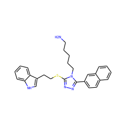 NCCCCCn1c(SCCc2c[nH]c3ccccc23)nnc1-c1ccc2ccccc2c1 ZINC000028457321