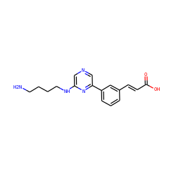 NCCCCNc1cncc(-c2cccc(/C=C/C(=O)O)c2)n1 ZINC000040848071
