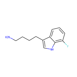 NCCCCc1c[nH]c2c(F)cccc12 ZINC000074185477