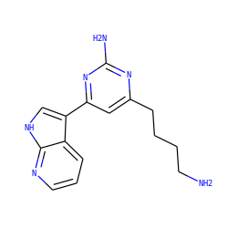 NCCCCc1cc(-c2c[nH]c3ncccc23)nc(N)n1 ZINC000116641477