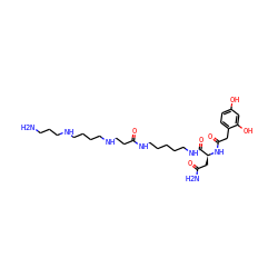 NCCCNCCCCNCCC(=O)NCCCCCNC(=O)[C@H](CC(N)=O)NC(=O)Cc1ccc(O)cc1O ZINC000004654981