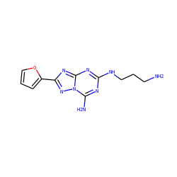 NCCCNc1nc(N)n2nc(-c3ccco3)nc2n1 ZINC000073200391