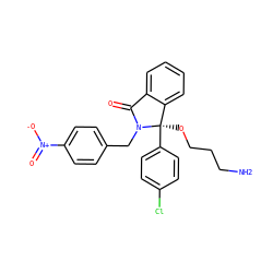 NCCCO[C@@]1(c2ccc(Cl)cc2)c2ccccc2C(=O)N1Cc1ccc([N+](=O)[O-])cc1 ZINC000143369778