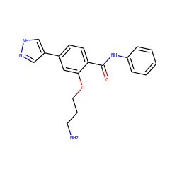 NCCCOc1cc(-c2cn[nH]c2)ccc1C(=O)Nc1ccccc1 ZINC000212412814