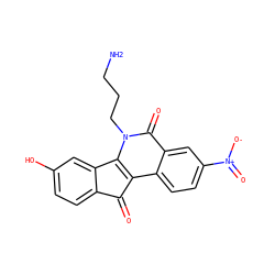 NCCCn1c2c(c3ccc([N+](=O)[O-])cc3c1=O)C(=O)c1ccc(O)cc1-2 ZINC000299853685