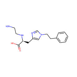 NCCN[C@@H](Cc1cn(CCc2ccccc2)cn1)C(=O)O ZINC000028864868