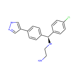 NCCN[C@H](c1ccc(Cl)cc1)c1ccc(-c2cn[nH]c2)cc1 ZINC000103265801