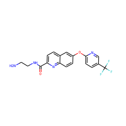 NCCNC(=O)c1ccc2cc(Oc3ccc(C(F)(F)F)cn3)ccc2n1 ZINC001772646443