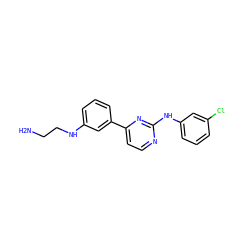 NCCNc1cccc(-c2ccnc(Nc3cccc(Cl)c3)n2)c1 ZINC000029126144