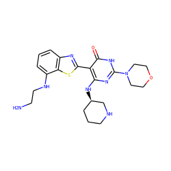 NCCNc1cccc2nc(-c3c(N[C@@H]4CCCNC4)nc(N4CCOCC4)[nH]c3=O)sc12 ZINC000299820510