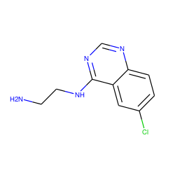 NCCNc1ncnc2ccc(Cl)cc12 ZINC000001683800