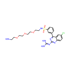 NCCOCCOCCOCCNS(=O)(=O)c1cccc(-c2nc(N=C(N)N)nc3ccc(Cl)cc23)c1 ZINC000218757444