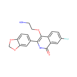 NCCOc1c(-c2ccc3c(c2)OCO3)[nH]c(=O)c2cc(F)ccc12 ZINC000149344012