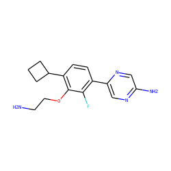 NCCOc1c(C2CCC2)ccc(-c2cnc(N)cn2)c1F ZINC000224547539