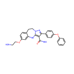 NCCOc1ccc2c(c1)Nc1c(C(N)=O)c(-c3ccc(Oc4ccccc4)cc3)nn1CC2 ZINC000045390031