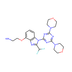 NCCOc1cccc2c1nc(C(F)F)n2-c1nc(N2CCOCC2)nc(N2CCOCC2)n1 ZINC000068246371