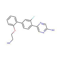 NCCOc1ccccc1-c1ccc(-c2cnc(N)cn2)c(F)c1 ZINC000224701607