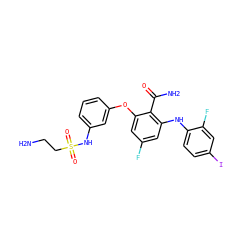 NCCS(=O)(=O)Nc1cccc(Oc2cc(F)cc(Nc3ccc(I)cc3F)c2C(N)=O)c1 ZINC000653781593