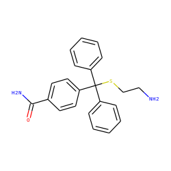 NCCSC(c1ccccc1)(c1ccccc1)c1ccc(C(N)=O)cc1 ZINC000084587888