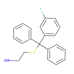 NCCSC(c1ccccc1)(c1ccccc1)c1cccc(F)c1 ZINC000084619822