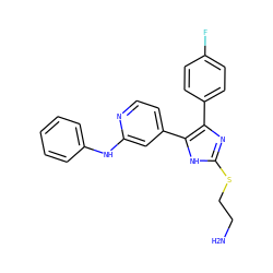 NCCSc1nc(-c2ccc(F)cc2)c(-c2ccnc(Nc3ccccc3)c2)[nH]1 ZINC001772650965