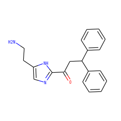 NCCc1cnc(C(=O)CC(c2ccccc2)c2ccccc2)[nH]1 ZINC000028568721