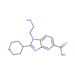 NCCn1c(C2CCNCC2)nc2cc(C(N)=O)ccc21 ZINC000473124858