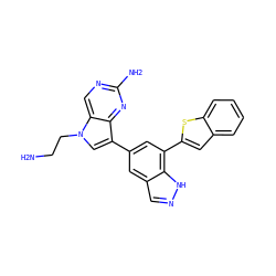NCCn1cc(-c2cc(-c3cc4ccccc4s3)c3[nH]ncc3c2)c2nc(N)ncc21 ZINC000045335993