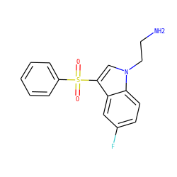 NCCn1cc(S(=O)(=O)c2ccccc2)c2cc(F)ccc21 ZINC000028395674