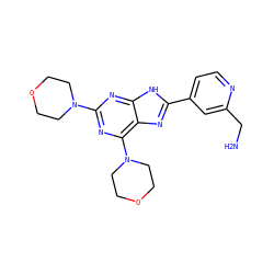 NCc1cc(-c2nc3c(N4CCOCC4)nc(N4CCOCC4)nc3[nH]2)ccn1 ZINC000146289603