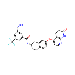 NCc1cc(C(=O)N[C@@H]2CCc3ccc(Oc4ccnc5c4CCC(=O)N5)cc3C2)cc(C(F)(F)F)c1 ZINC000140234066