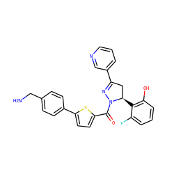 NCc1ccc(-c2ccc(C(=O)N3N=C(c4cccnc4)C[C@H]3c3c(O)cccc3F)s2)cc1 ZINC000071341619