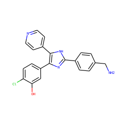 NCc1ccc(-c2nc(-c3ccc(Cl)c(O)c3)c(-c3ccncc3)[nH]2)cc1 ZINC000028563646