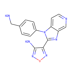 NCc1ccc(-n2c(-c3nonc3N)nc3cnccc32)cc1 ZINC000028460468