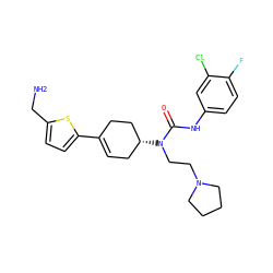 NCc1ccc(C2=CC[C@@H](N(CCN3CCCC3)C(=O)Nc3ccc(F)c(Cl)c3)CC2)s1 ZINC000028650275