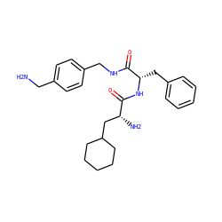 NCc1ccc(CNC(=O)[C@H](Cc2ccccc2)NC(=O)[C@H](N)CC2CCCCC2)cc1 ZINC000206324524