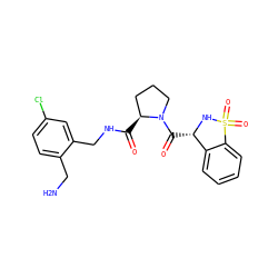 NCc1ccc(Cl)cc1CNC(=O)[C@H]1CCCN1C(=O)[C@@H]1NS(=O)(=O)c2ccccc21 ZINC001772606400