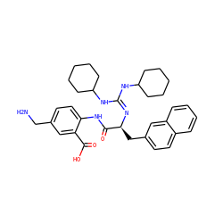 NCc1ccc(NC(=O)[C@H](Cc2ccc3ccccc3c2)N=C(NC2CCCCC2)NC2CCCCC2)c(C(=O)O)c1 ZINC000029557361