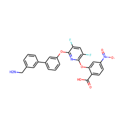 NCc1cccc(-c2cccc(Oc3nc(Oc4cc([N+](=O)[O-])ccc4C(=O)O)c(F)cc3F)c2)c1 ZINC000045318005