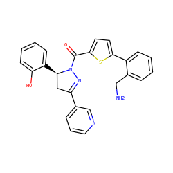 NCc1ccccc1-c1ccc(C(=O)N2N=C(c3cccnc3)C[C@H]2c2ccccc2O)s1 ZINC000071333500