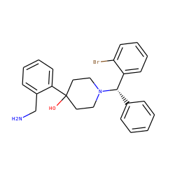 NCc1ccccc1C1(O)CCN([C@@H](c2ccccc2)c2ccccc2Br)CC1 ZINC000096318630
