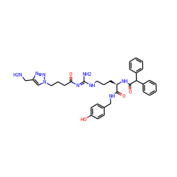 NCc1cn(CCCC(=O)/N=C(\N)NCCC[C@@H](NC(=O)C(c2ccccc2)c2ccccc2)C(=O)NCc2ccc(O)cc2)nn1 ZINC000058581753